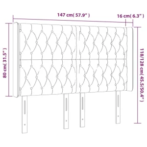 boutique en ligne france VidaXL Tête De Lit à LED Gris Clair 147x16x118/128 Cm Tissu 15