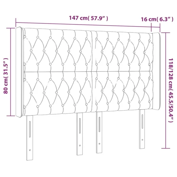 boutique en ligne france VidaXL Tête De Lit à LED Gris Clair 147x16x118/128 Cm Tissu 6