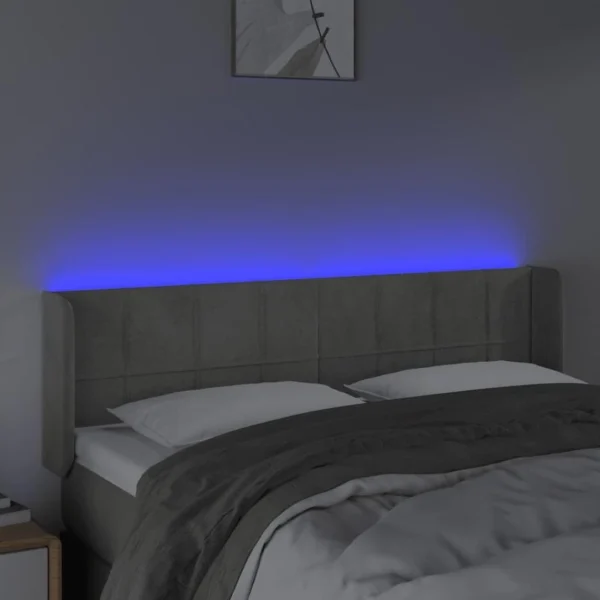 Boutique VidaXL Tête De Lit à LED Gris Clair 147x16x78/88 Cm Velours 4