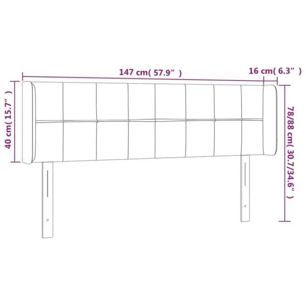 Boutique VidaXL Tête De Lit à LED Gris Clair 147x16x78/88 Cm Velours 6