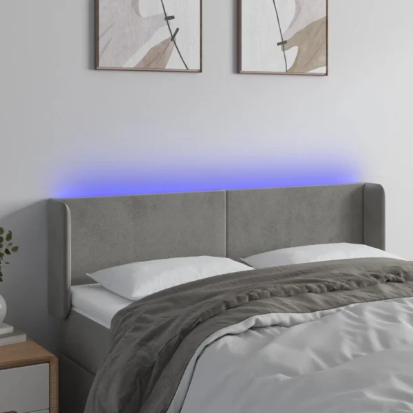 à prix très bas VidaXL Tête De Lit à LED Gris Clair 147x16x78/88 Cm Velours 1