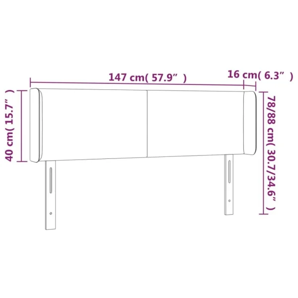 à prix très bas VidaXL Tête De Lit à LED Gris Clair 147x16x78/88 Cm Velours 6