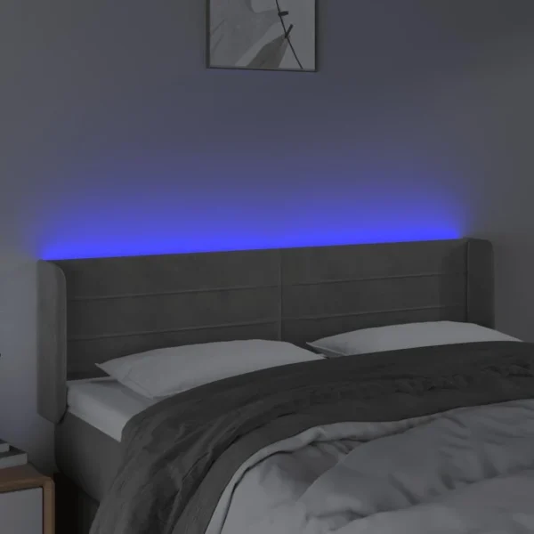 grande surprise VidaXL Tête De Lit à LED Gris Clair 147x16x78/88 Cm Velours 4