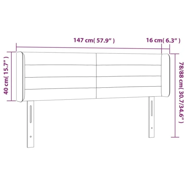 grande surprise VidaXL Tête De Lit à LED Gris Clair 147x16x78/88 Cm Velours 6