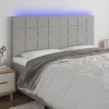 nouvelle saison VidaXL Tête De Lit à LED Gris Clair 160x5x118/128 Cm Tissu 17
