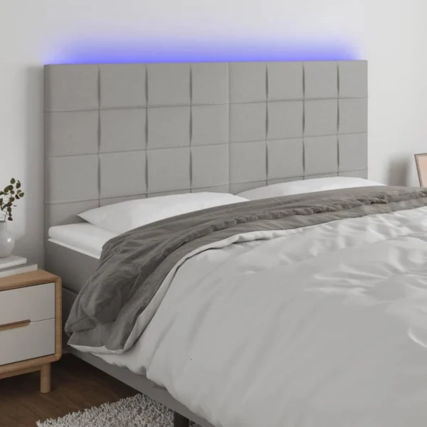 nouvelle saison VidaXL Tête De Lit à LED Gris Clair 160x5x118/128 Cm Tissu 1