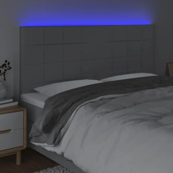 nouvelle saison VidaXL Tête De Lit à LED Gris Clair 160x5x118/128 Cm Tissu 3