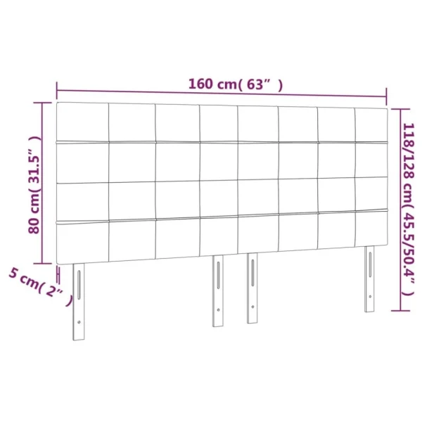 nouvelle saison VidaXL Tête De Lit à LED Gris Clair 160x5x118/128 Cm Tissu 6