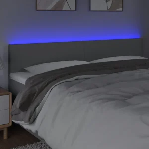 VidaXL Tête De Lit à LED Gris Clair 180x5x78/88 Cm Tissu Neuve avec étiquette 9