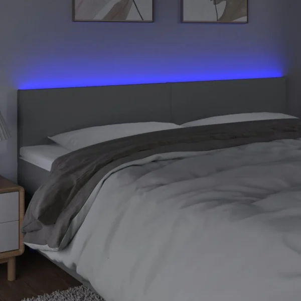 VidaXL Tête De Lit à LED Gris Clair 180x5x78/88 Cm Tissu Neuve avec étiquette 3