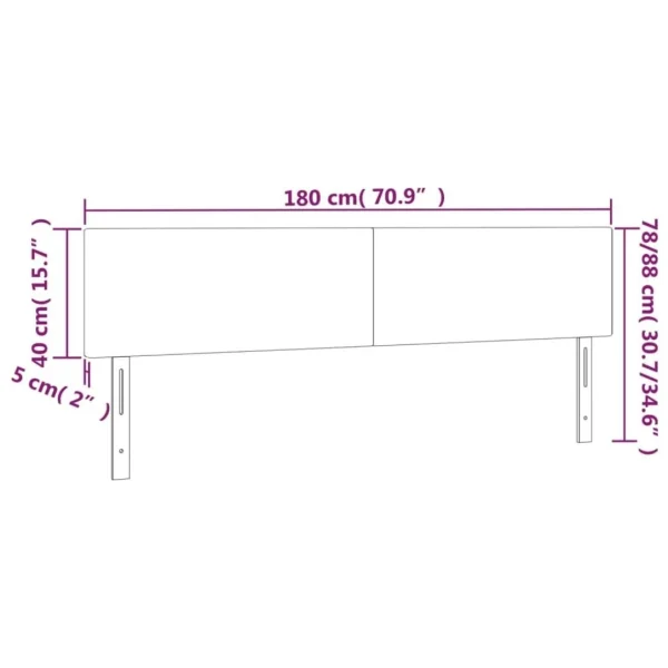 VidaXL Tête De Lit à LED Gris Clair 180x5x78/88 Cm Tissu Neuve avec étiquette 6