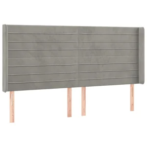 outlet soldes VidaXL Tête De Lit à LED Gris Clair 183x16x118/128 Cm Velours 9