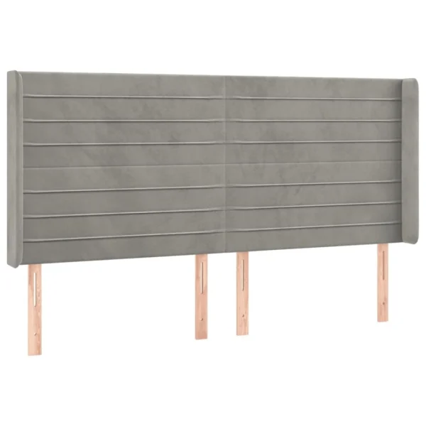 outlet soldes VidaXL Tête De Lit à LED Gris Clair 183x16x118/128 Cm Velours 3