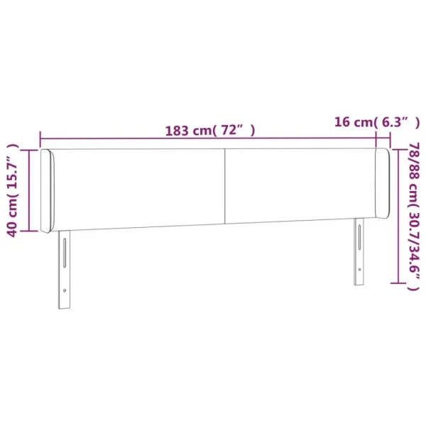 site en ligne VidaXL Tête De Lit à LED Gris Clair 183x16x78/88 Cm Velours 6