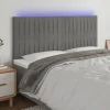 VidaXL Tête De Lit à LED Gris Clair 200x5x118/128 Cm Velours Authenticité garantie 19