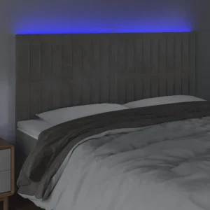 VidaXL Tête De Lit à LED Gris Clair 200x5x118/128 Cm Velours Authenticité garantie 9