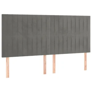 VidaXL Tête De Lit à LED Gris Clair 200x5x118/128 Cm Velours Authenticité garantie 11