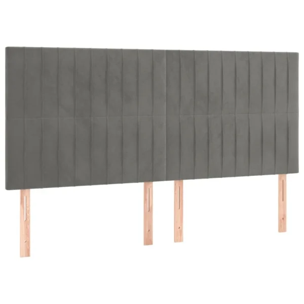 VidaXL Tête De Lit à LED Gris Clair 200x5x118/128 Cm Velours Authenticité garantie 4