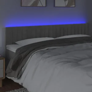 VidaXL Tête De Lit à LED Gris Clair 200x5x78/88 Cm Velours REMISE 9