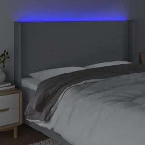 Promotio de vente VidaXL Tête De Lit à LED Gris Clair 203x16x118/128 Cm Tissu 11