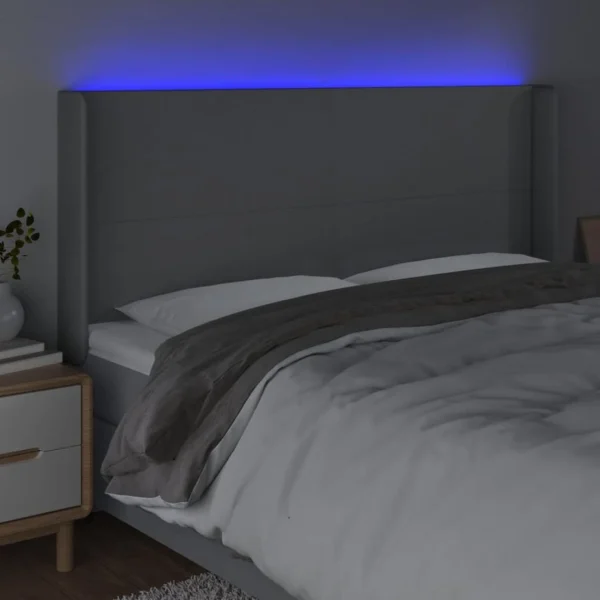 Promotio de vente VidaXL Tête De Lit à LED Gris Clair 203x16x118/128 Cm Tissu 4