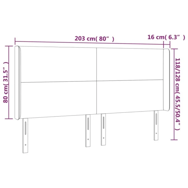 Promotio de vente VidaXL Tête De Lit à LED Gris Clair 203x16x118/128 Cm Tissu 6
