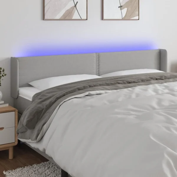 REMISE allant jusqu. VidaXL Tête De Lit à LED Gris Clair 203x16x78/88 Cm Tissu 1