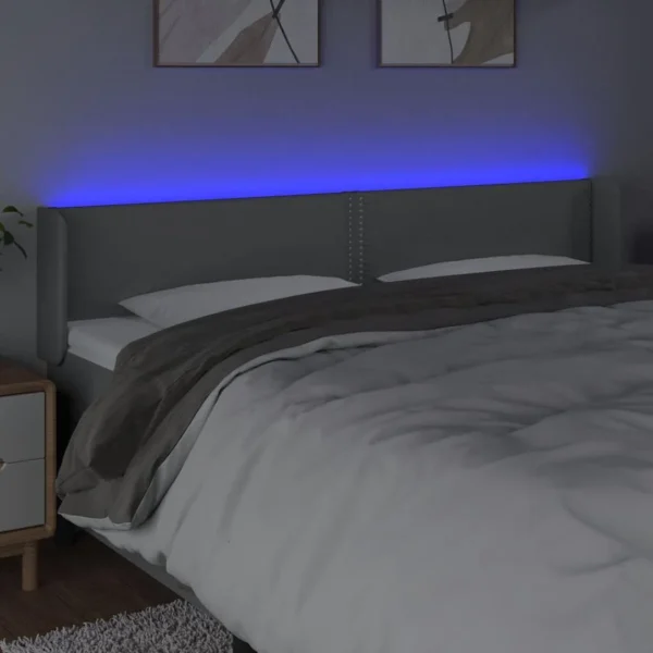 REMISE allant jusqu. VidaXL Tête De Lit à LED Gris Clair 203x16x78/88 Cm Tissu 4