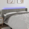 authentiques VidaXL Tête De Lit à LED Gris Clair 203x16x78/88 Cm Velours 19