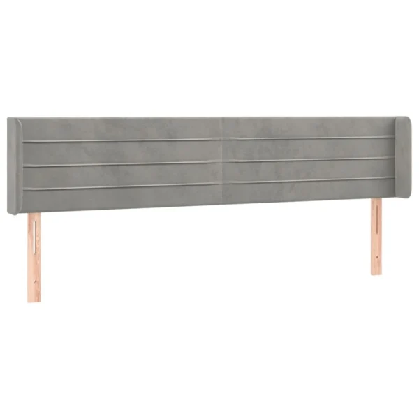 authentiques VidaXL Tête De Lit à LED Gris Clair 203x16x78/88 Cm Velours 3