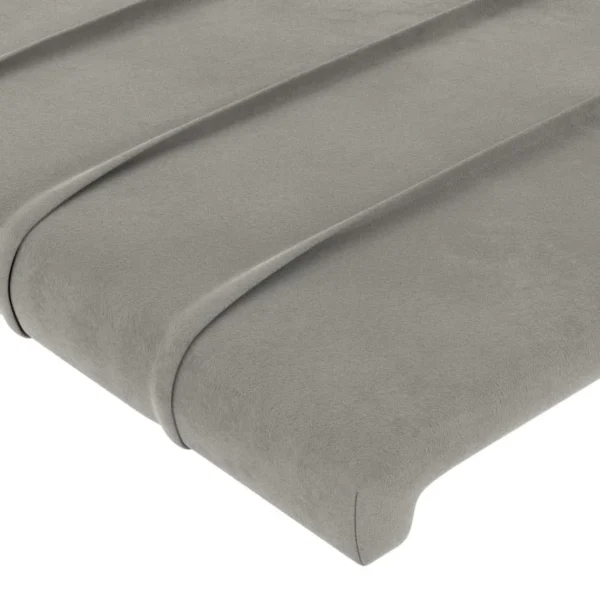 authentiques VidaXL Tête De Lit à LED Gris Clair 203x16x78/88 Cm Velours 5