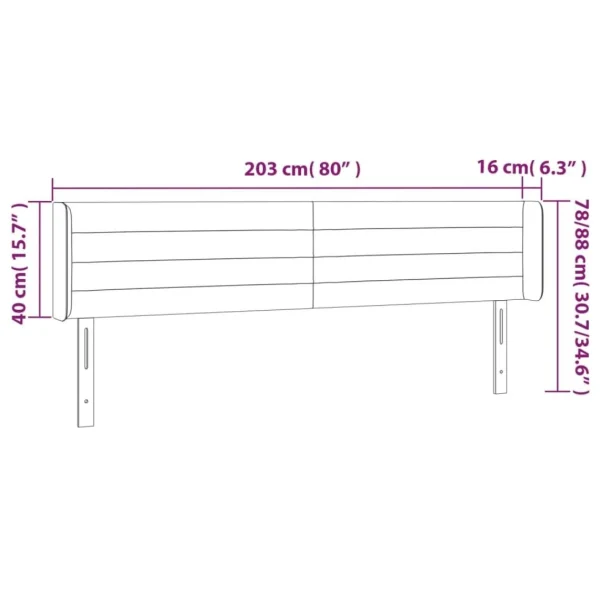 authentiques VidaXL Tête De Lit à LED Gris Clair 203x16x78/88 Cm Velours 6