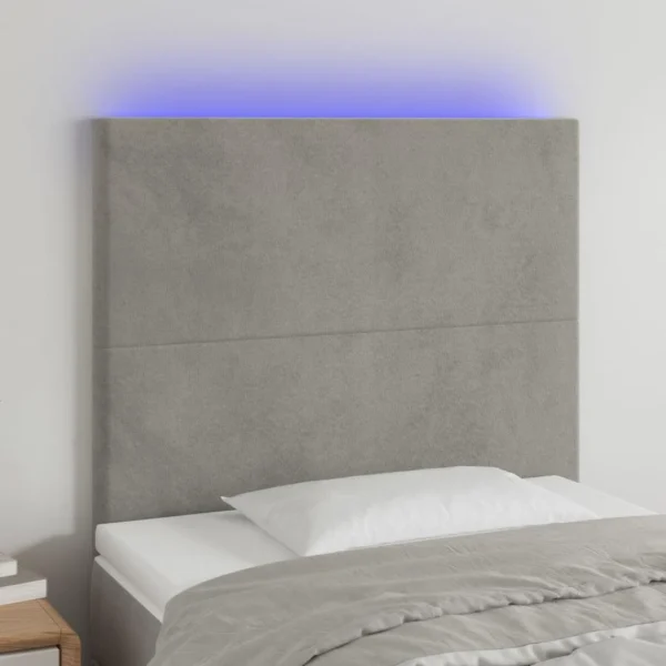 VidaXL Tête De Lit à LED Gris Clair 90x5x118/128 Cm Velours achat pas cher 1