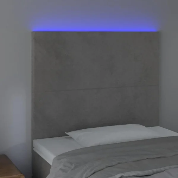 VidaXL Tête De Lit à LED Gris Clair 90x5x118/128 Cm Velours achat pas cher 3