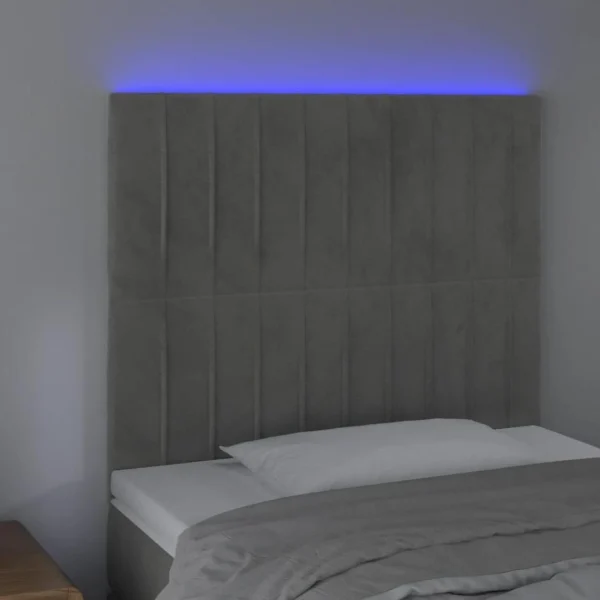 Livraison gratuite VidaXL Tête De Lit à LED Gris Clair 90x5x118/128 Cm Velours 3