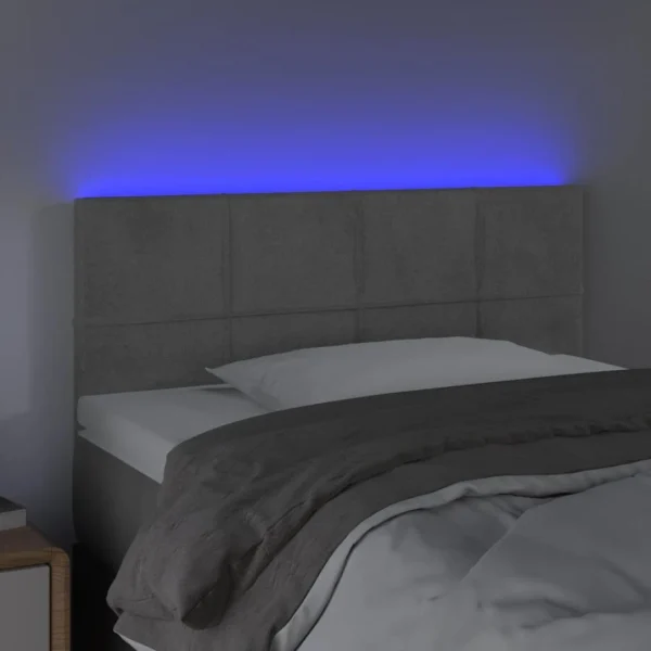 VidaXL Tête De Lit à LED Gris Clair 90x5x78/88 Cm Velours destockage 3