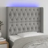 Livraison rapide VidaXL Tête De Lit à LED Gris Clair 93x16x118/128 Cm Tissu 17