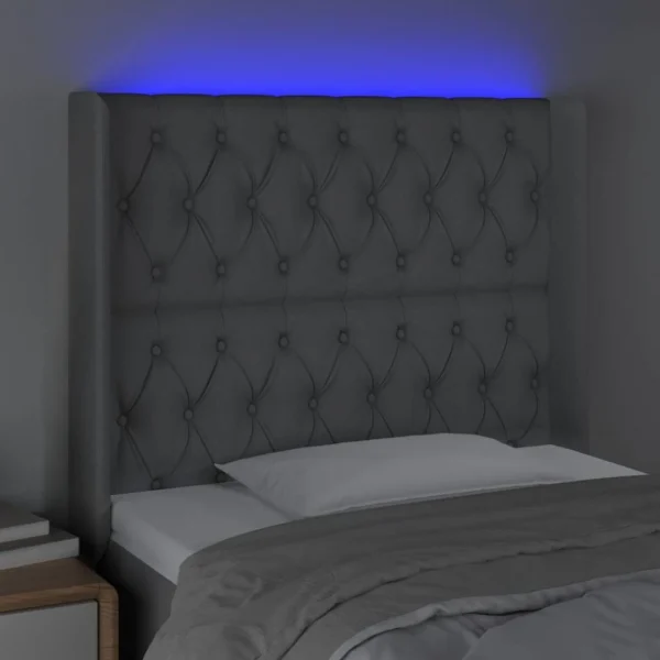 Livraison rapide VidaXL Tête De Lit à LED Gris Clair 93x16x118/128 Cm Tissu 4