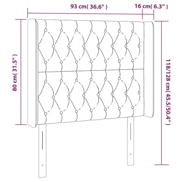 Livraison rapide VidaXL Tête De Lit à LED Gris Clair 93x16x118/128 Cm Tissu 6