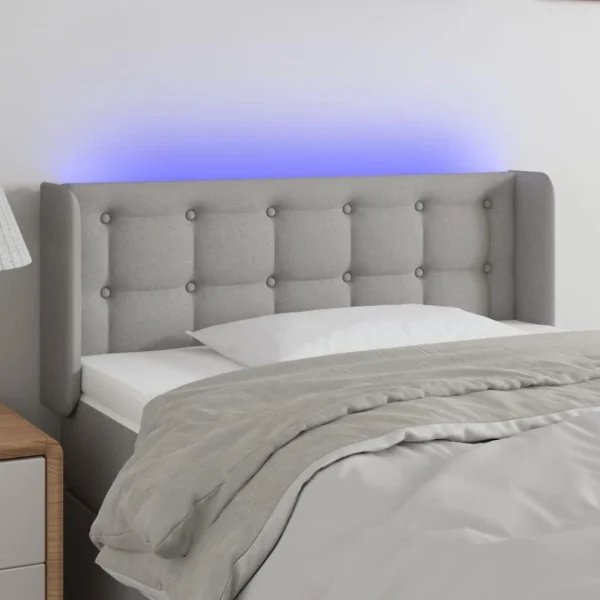 REMISE allant jusqu. VidaXL Tête De Lit à LED Gris Clair 93x16x78/88 Cm Tissu 1