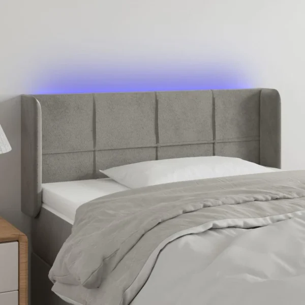 mode pas cher VidaXL Tête De Lit à LED Gris Clair 93x16x78/88 Cm Velours 1