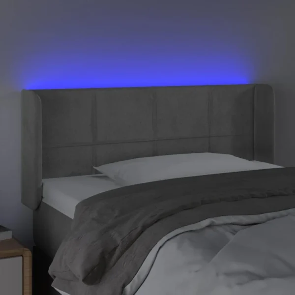 mode pas cher VidaXL Tête De Lit à LED Gris Clair 93x16x78/88 Cm Velours 4