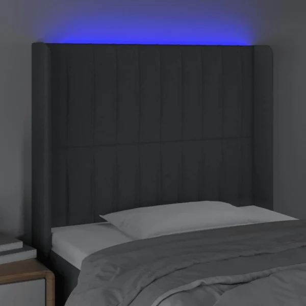 acheter VidaXL Tête De Lit à LED Gris Foncé 103x16x118/128 Cm Tissu 4