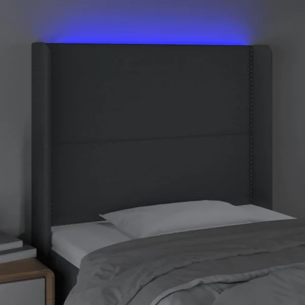 Top ventes VidaXL Tête De Lit à LED Gris Foncé 103x16x118/128 Cm Tissu 4