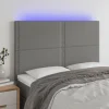 magasin en ligne france VidaXL Tête De Lit à LED Gris Foncé 144x5x118/128 Cm Tissu 17
