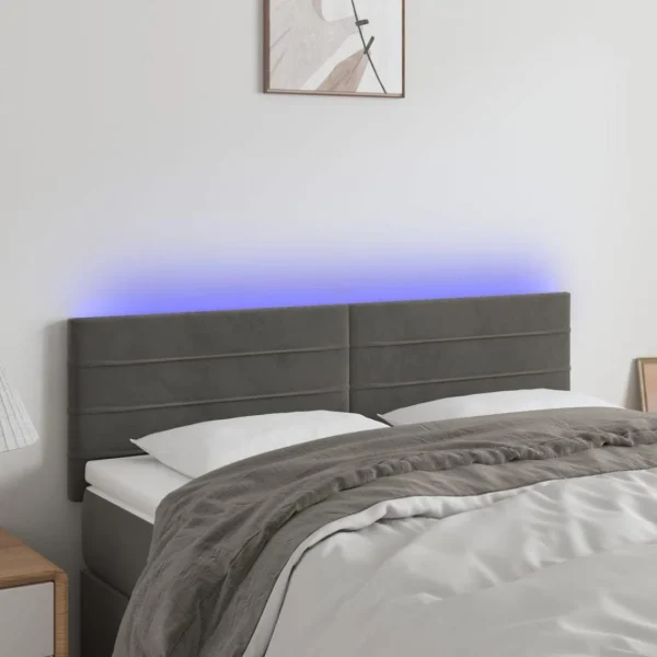 VidaXL Tête De Lit à LED Gris Foncé 144x5x78/88 Cm Velours meilleur cadeau 1
