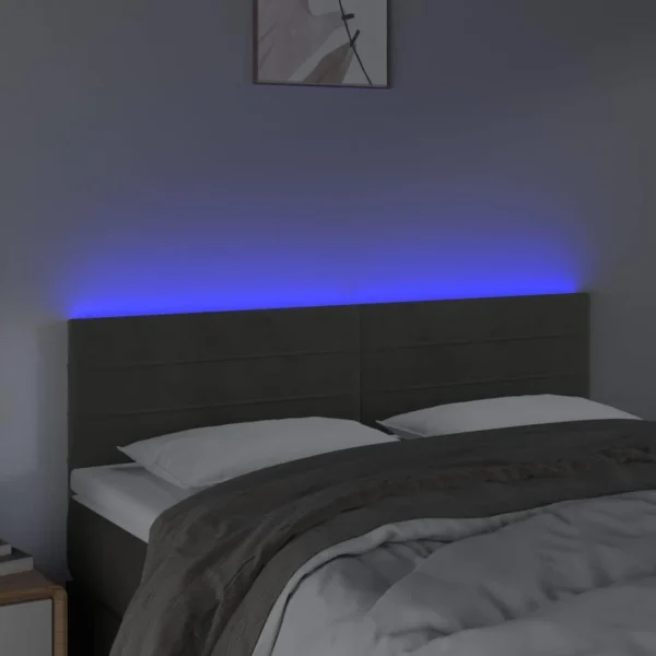 VidaXL Tête De Lit à LED Gris Foncé 144x5x78/88 Cm Velours meilleur cadeau 3