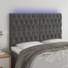Prix très abordable VidaXL Tête De Lit à LED Gris Foncé 144x7x118/128 Cm Velours 7