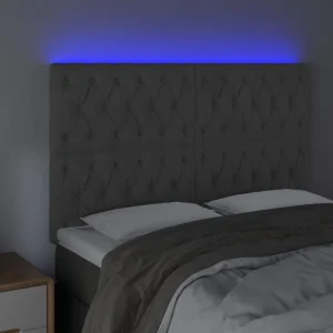 Prix très abordable VidaXL Tête De Lit à LED Gris Foncé 144x7x118/128 Cm Velours 9