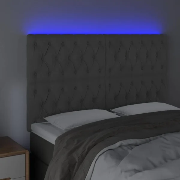 Prix très abordable VidaXL Tête De Lit à LED Gris Foncé 144x7x118/128 Cm Velours 3